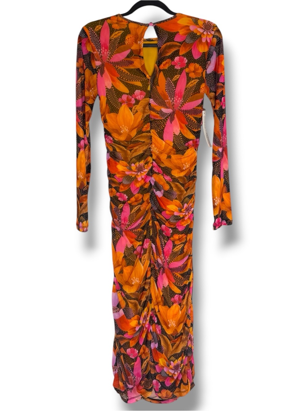 Farm Rio x Anthropologie Long Sleeve Ruched Midi Dress Size S Floral Print NWT - Picture 3 of 15
